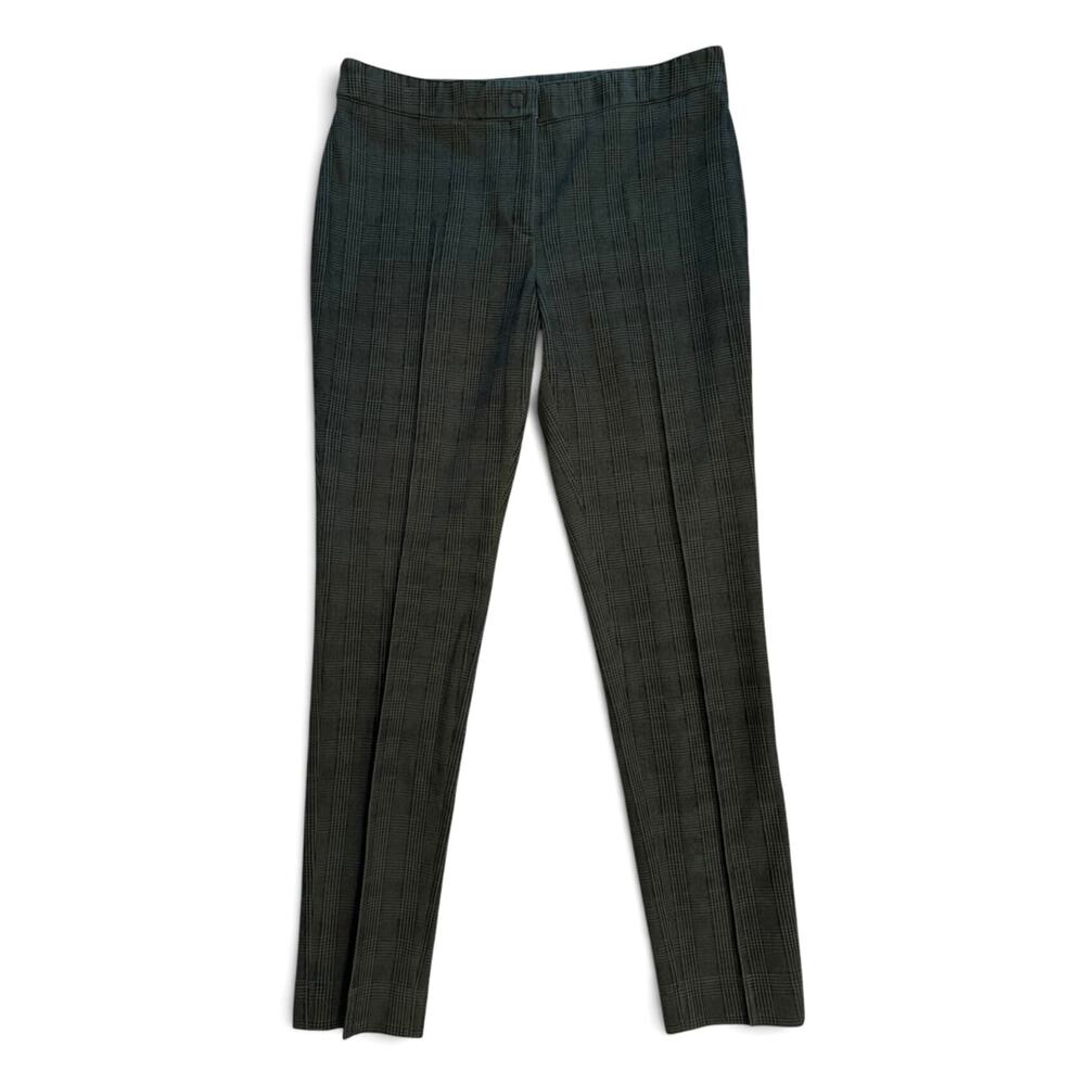 Akris Punto Green Black Glen Plaid Tailored Straight Leg Trousers Pants US 10